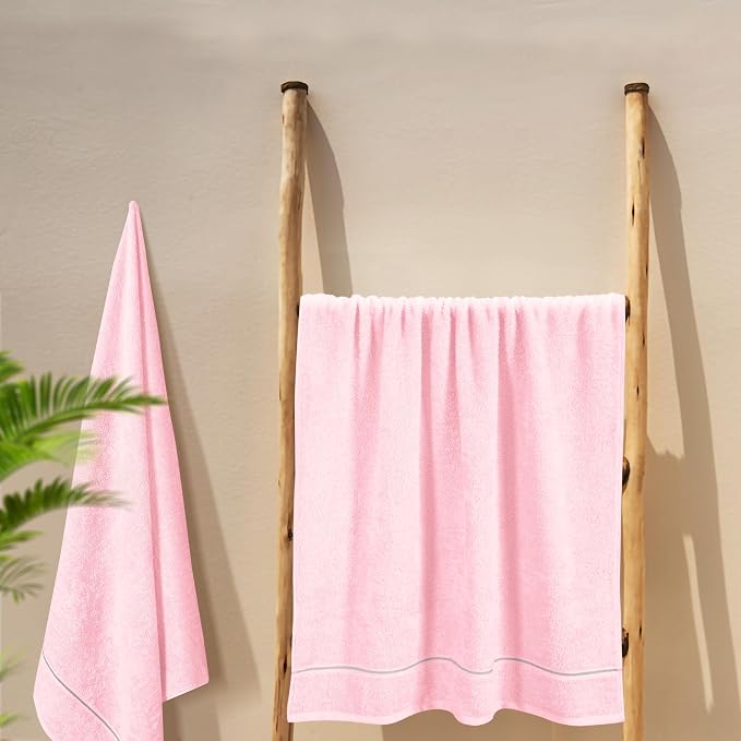 MyOwn Cotton 2 Pack Oversized Bath Towel Set 28x55 inches, Large Bath Towels - Image 5