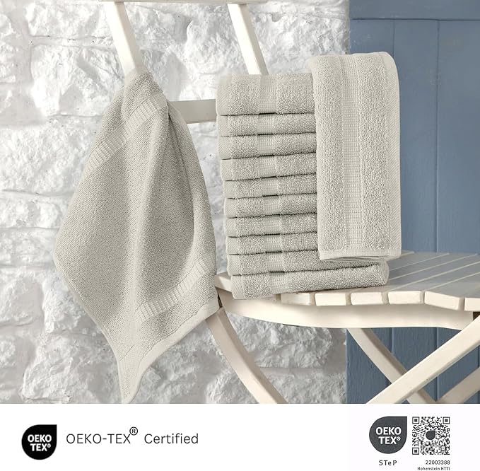 SALBAKOS 100% Turkish Cotton Washcloth Set of 12 13x13 inch | Heirloom Quality - Image 7