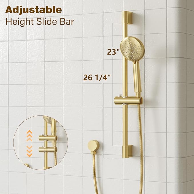 Gabrylly Shower System, High Pressure 12" Rain Shower Head - Image 6