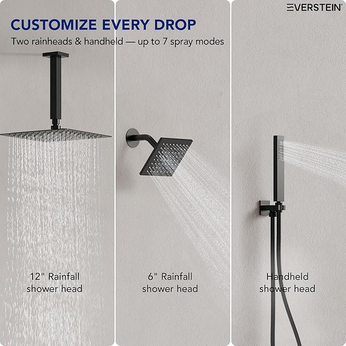 Ceiling Mount 12" High-Pressure Rainfall Shower Faucet, Dual Rainfall Shower - Image 3