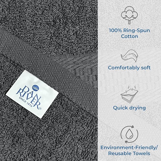 DAN RIVER 100% Ring Spun Cotton 3-Piece Towel Set, Bath Towel, Hand Towel and - Image 3