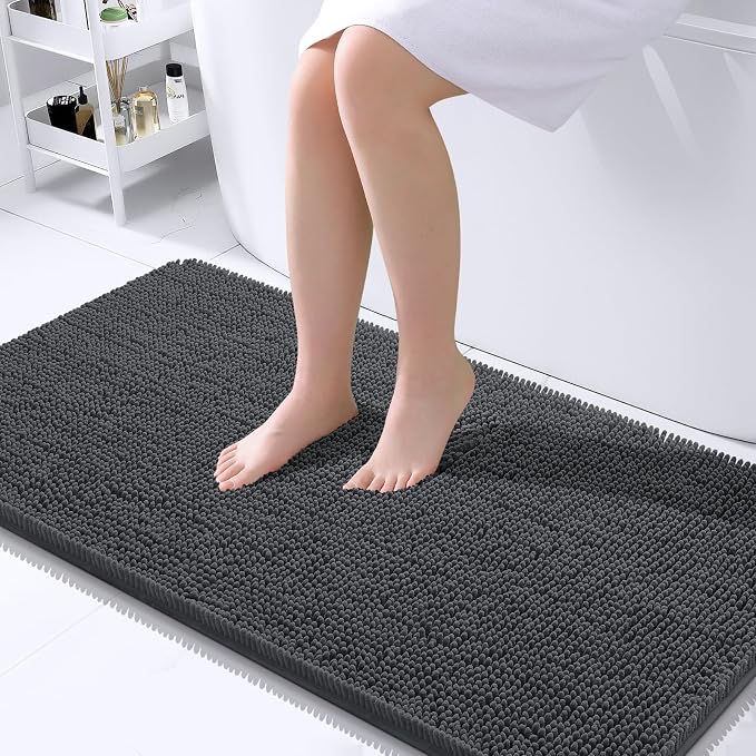 OLANLY Bathroom Rugs 45x27, Extra Soft Absorbent Chenille Bath Rugs, Rubber by OLANLY