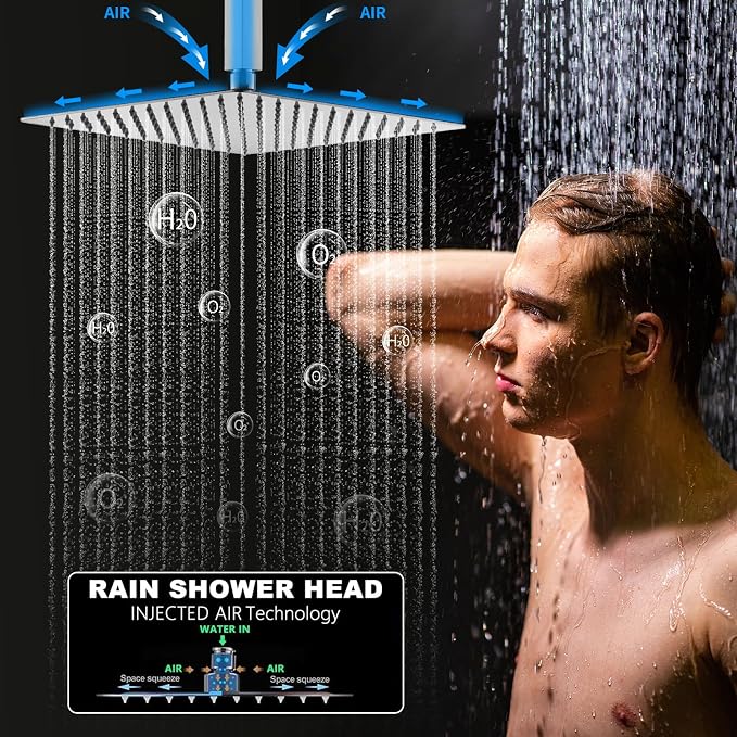 Shower System Brushed Nickel Shower Faucet Set 12 Inch Ceiling Mounted Full - Image 8