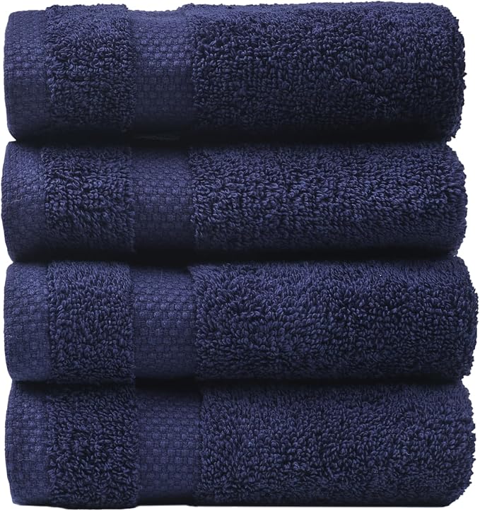SOFE H&L | Olea Luxury Turkish Cotton Hand Towels Set of 4 Navy | Premium by SOFEHomeLiving