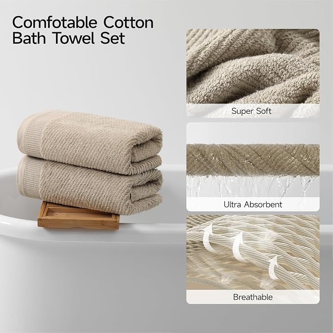 REDKISS 8-Piece Premium Towel Set, 2 Bath Towels, 2 Hand Towels, 4 Washcloths - Image 5