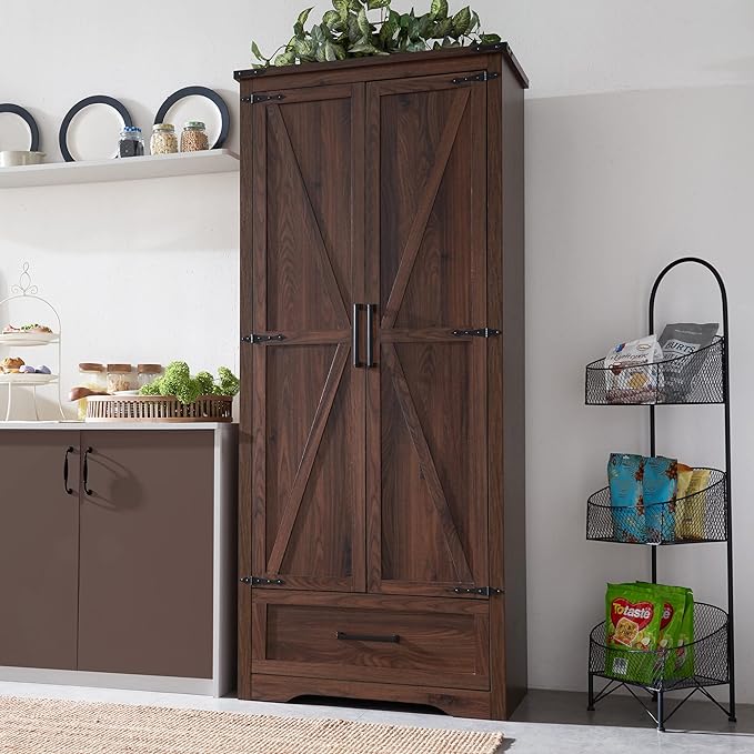 JXQTLINGMU Farmhouse Kitchen Pantry Cabinet by JXQLINGMUFurniture