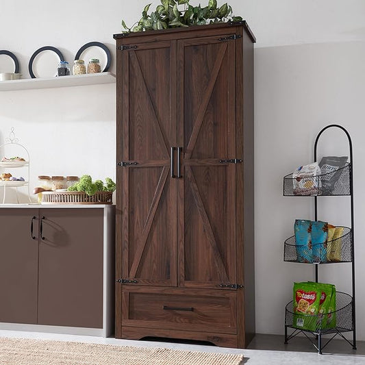 JXQTLINGMU Farmhouse Kitchen Pantry Cabinet by JXQLINGMUFurniture