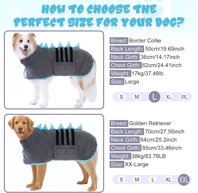 Super Absorbent Dog Bathrobe, Microfiber Bath Robe Towel - Image 6