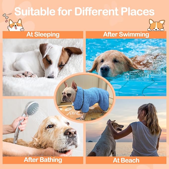 Bienbee Dog Bathrobe, Quick Drying Super Absorbent Dog Robes - Image 7