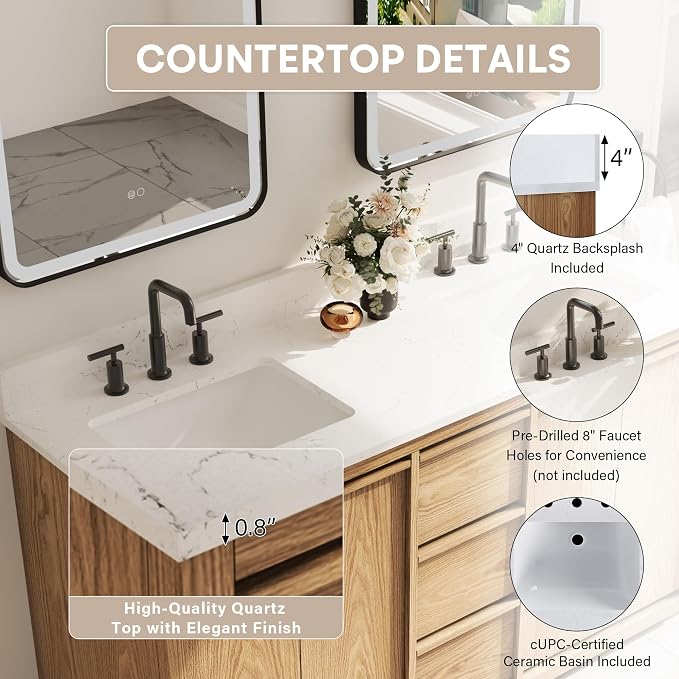 WELLFOR 60" Bathroom Vanity - Image 6