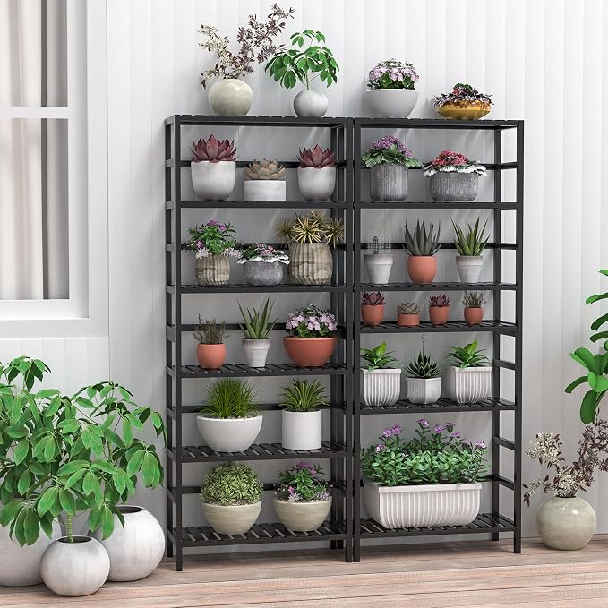 VASMIA 6-Tier Bamboo Shelf, Bamboo Storage Shelving Unit, Tall Bookcase - Image 8