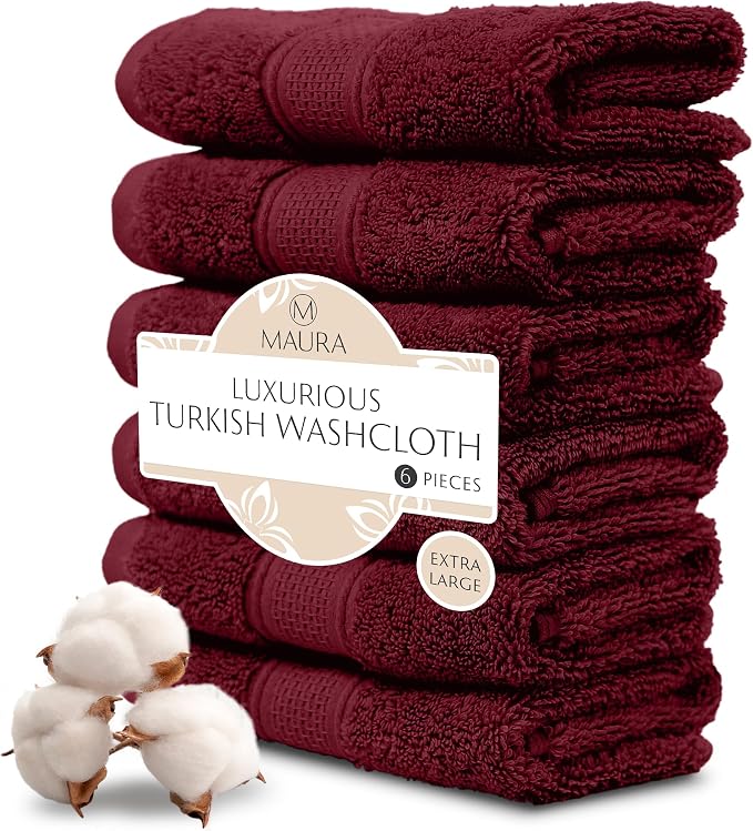MAURA 6-Pack Premium Turkish Washcloth Set by MAURA