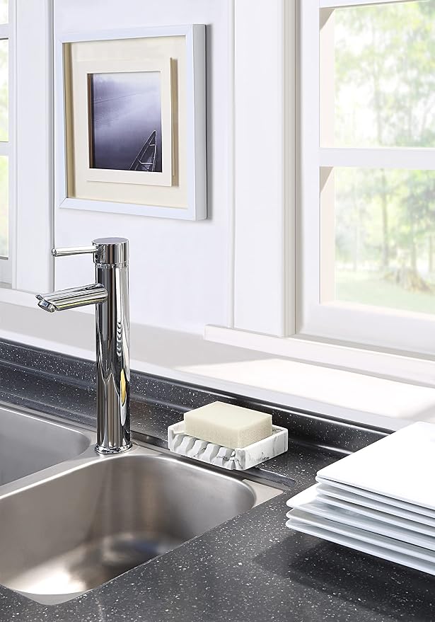 SunnyPoint Classic Kitchen, Bathroom Faux Marble Soap, Sponge Dish Drainer - Image 3