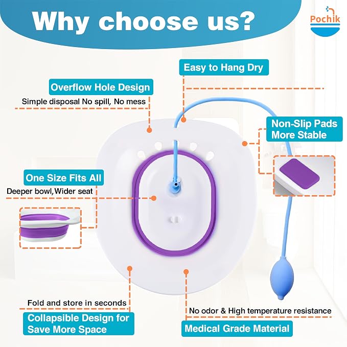 Pochik Sitz Bath for Toilet Seat Hemorrhoids and Postpartum Care, Yoni Steam - Image 4