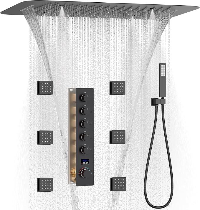 Matte Black Digital Display Shower System by KATAIS