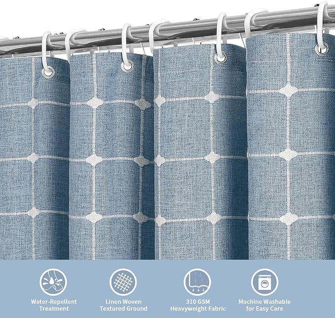 MitoVilla Blue Boho Shower Curtains - Image 3