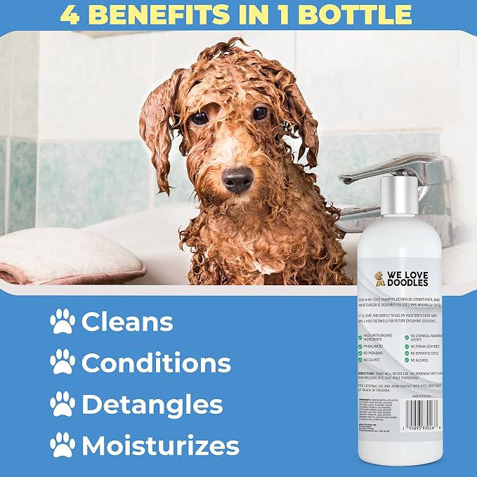 We Love Doodles 2 PACK Pet Rubber Bath Brush and Dog Shampoo - Image 7