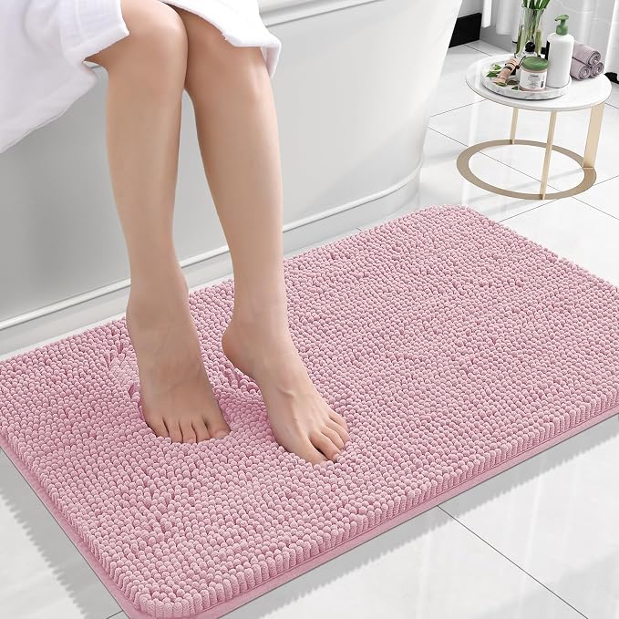 OLANLY Bathroom Rugs 24x16, Extra Soft Absorbent Chenille Bath Rugs, Rubber by OLANLY