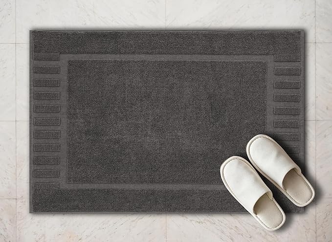White Classic Luxury Bath Mat Floor Towel Set - Image 6