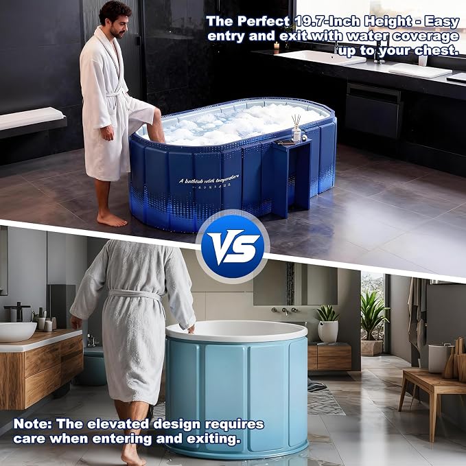 Portable Bathtub for Adult 59" Large Collapsible Cold Plunge Bathtub Foldable - Image 6