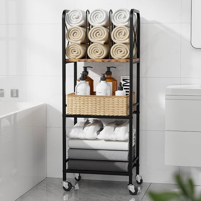 niffgaff 3-Tier Movable Towel Rack, Free-Standing Towel Holder - Image 2