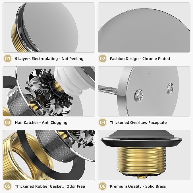 Chrome Plated Tub Drain Kit - Image 2
