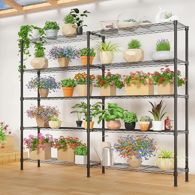 5 Tier Storage Racks Shelving, Heavy Steel Pantry Shelves, Adjustable Wire - Image 2