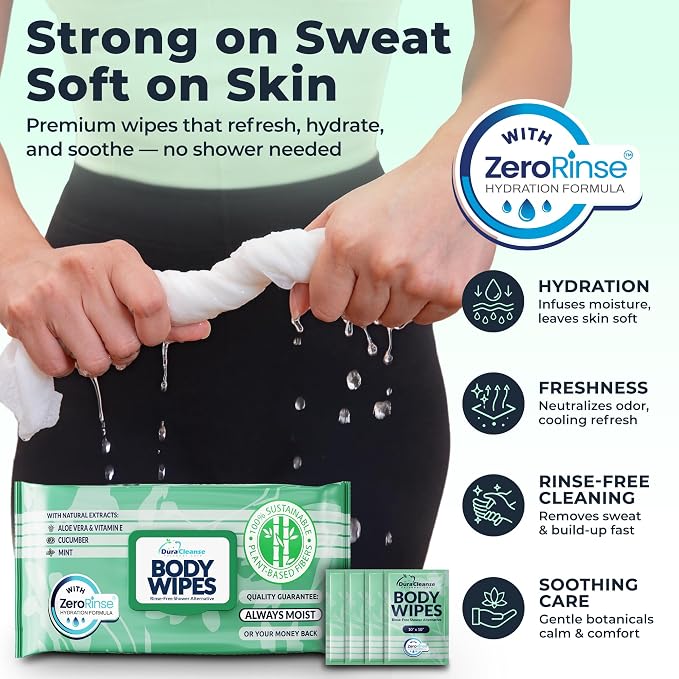 Body Wipes for Women, Extra Moist No Rinse Bathing Sheets – 200 XL Shower - Image 3