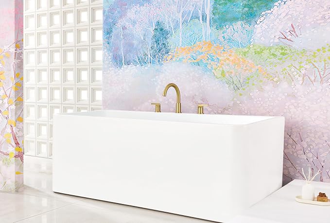 SITGES Brushed Gold High-Arc Bathtub Faucet, Solid Brass, 2-Handle Deck Mount - Image 5