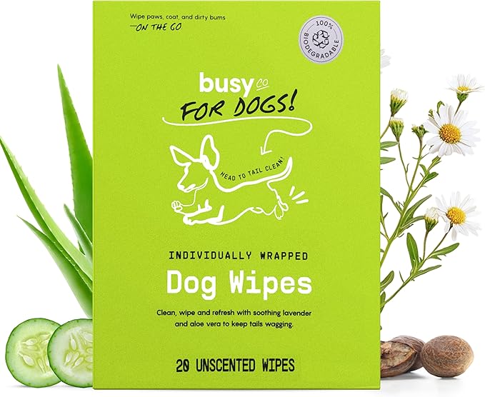 BUSYCO - Hypoallergenic Dog Wipes, Cleaning and Odor Control Grooming Wipes by BusyCo