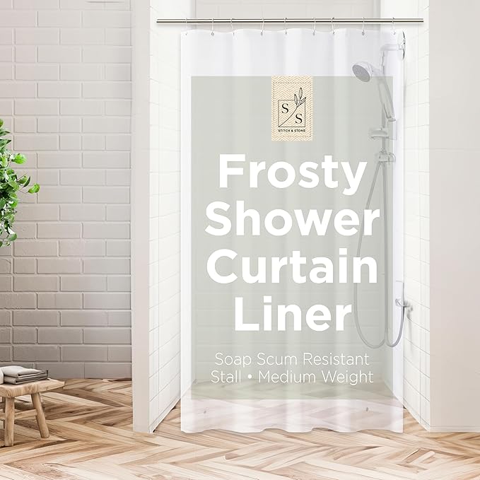 Stitch & Stone Shower Curtain Liner, Premium Medium Weight Durable Waterproof by MainstreamInternational
