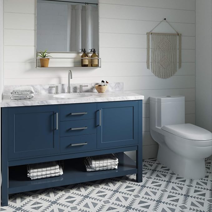 ARIEL 54" Midnight Blue Bathroom Vanity Base Cabinet, 2 Soft Closing Doors and - Image 2
