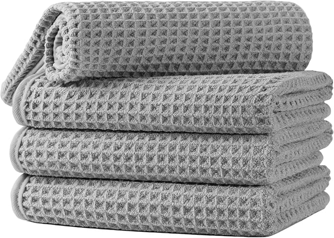 Microfiber Waffle Hand Towels, 4 Pieces, Fast Drying, Lint Free by Unknown