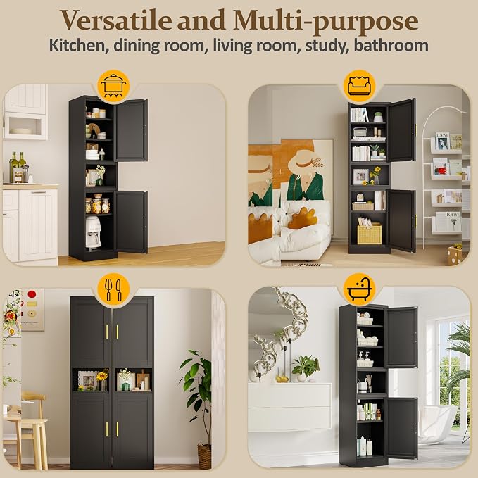 66.93" Tall Narrow Bathroom Cabinet, Steel Corner Floor Cabinet - Image 7