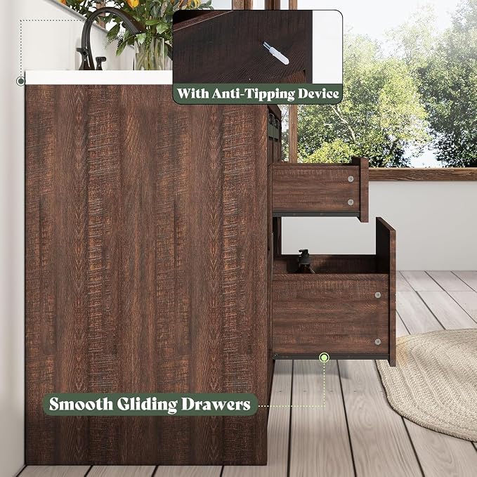 60" Farmhouse Bathroom Double Vanity Sliding Barn Door - Image 6