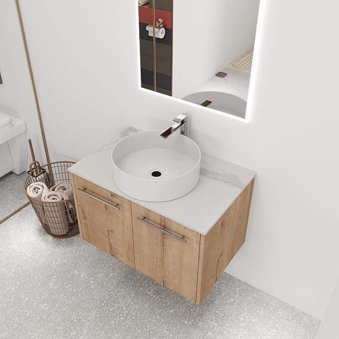 30 Inch Bathroom Vanity with Sink, Modern Wall Mount Floating Bathroom Vanity by ARTCHIRLY