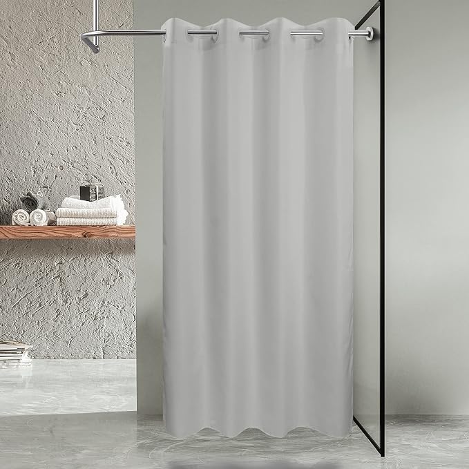 River Dream Stall Size No Hook Grey Fabric Shower Curtain or Liner Soft - Image 7