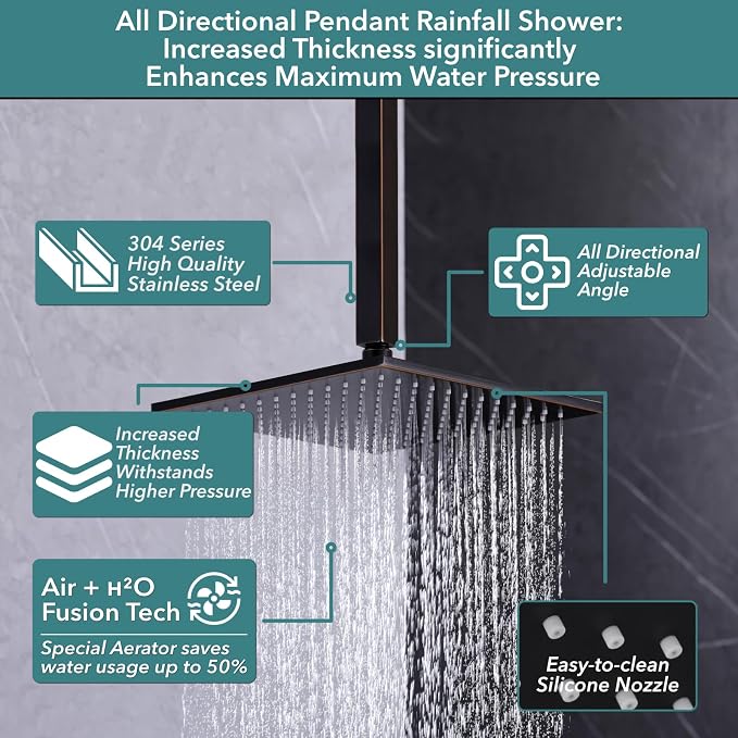 VANFOXLE Shower Faucet Set Oil Rubbed Bronze Shower System, Push Button - Image 2