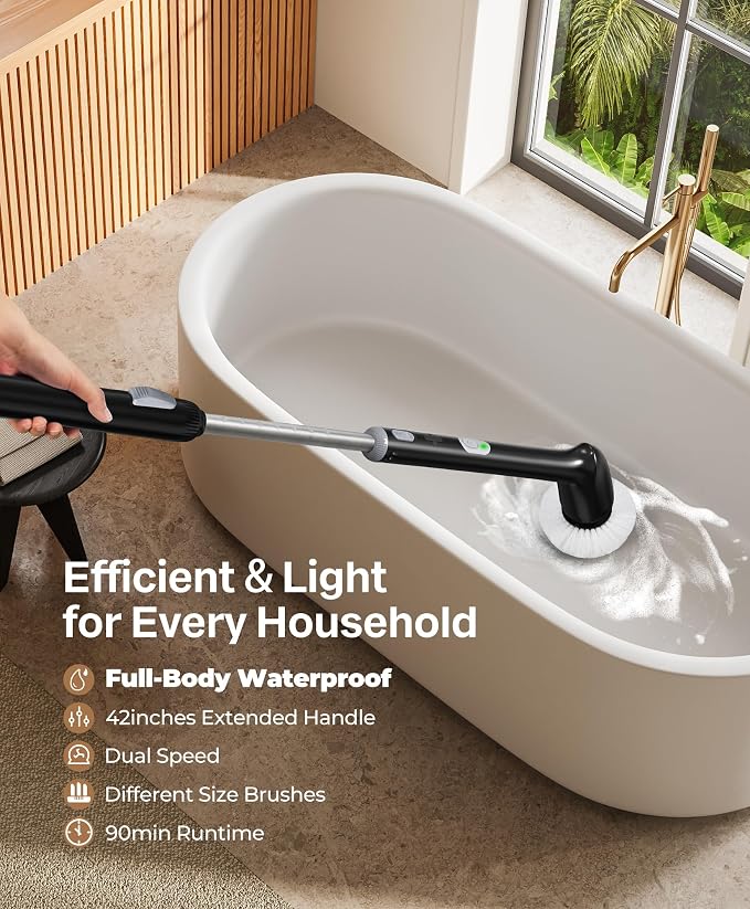 LyriFine Electric Spin Scrubber, New Full-Body IPX7 Waterproof Bathroom Cleaner - Image 2