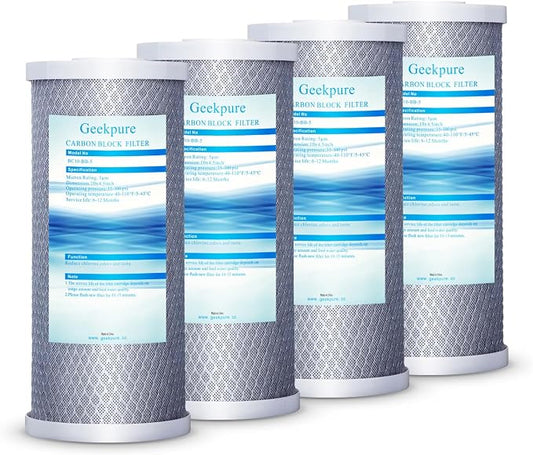 Geekpure 10 Inch Carbon Block Water Filter Reduce Chlorine Taste Odors by Geekpure
