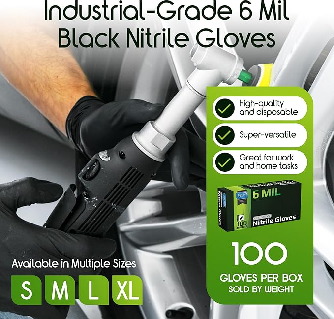 Inspire Black Nitrile Gloves HEAVY DUTY 6 Mil Nitrile Chemical Resistant - Image 2