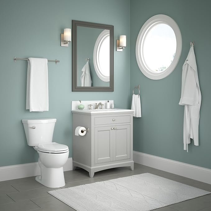 Franklin Brass Calloway 4-Piece Bathroom Set Satin Nickel 18" + 6" Towel Rack - Image 8