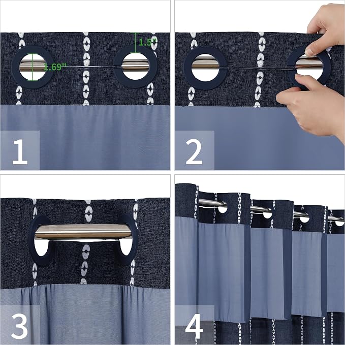 No Hook Extra Long Shower Curtain Set - Image 5
