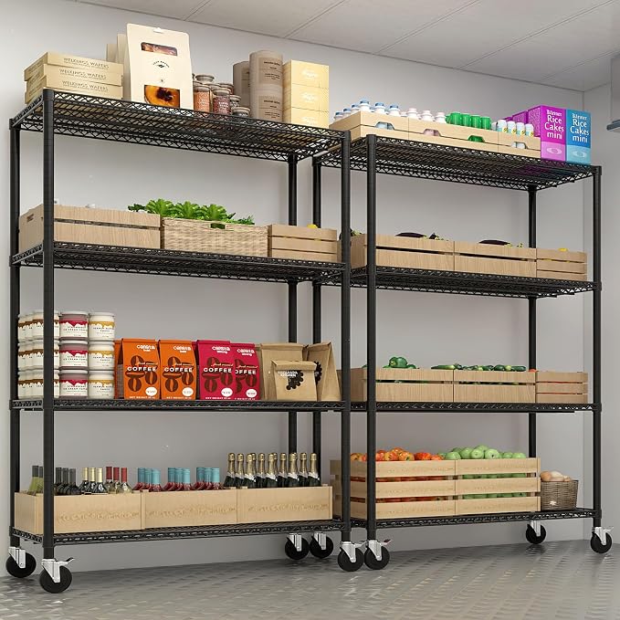 4 Tier Storage Racks Shelving, Heavy Steel Pantry Shelves, Adjustable Wire - Image 7