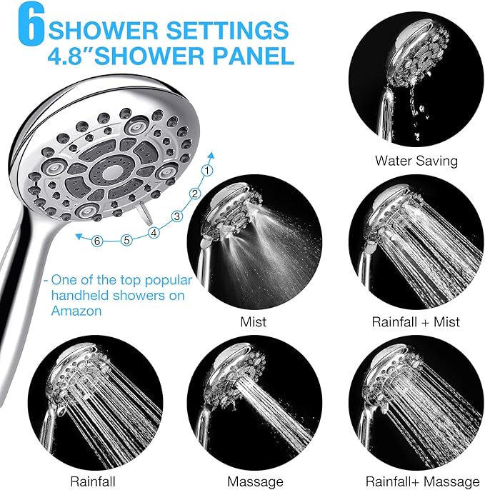 Dual Filtered Shower Head Showerhead 79" Hose Handheld Sprayer Combo, - Image 6
