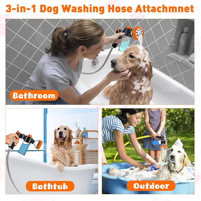 Dog Shower Attachment for Bathroom & Bathtub, 8 Sprayer Modes Dog Washing Hose - Image 2