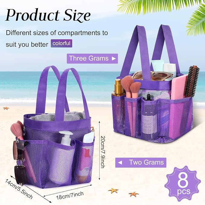8 Packs Mesh Shower Caddy Portable Large Shower Caddy Dorm - Image 2