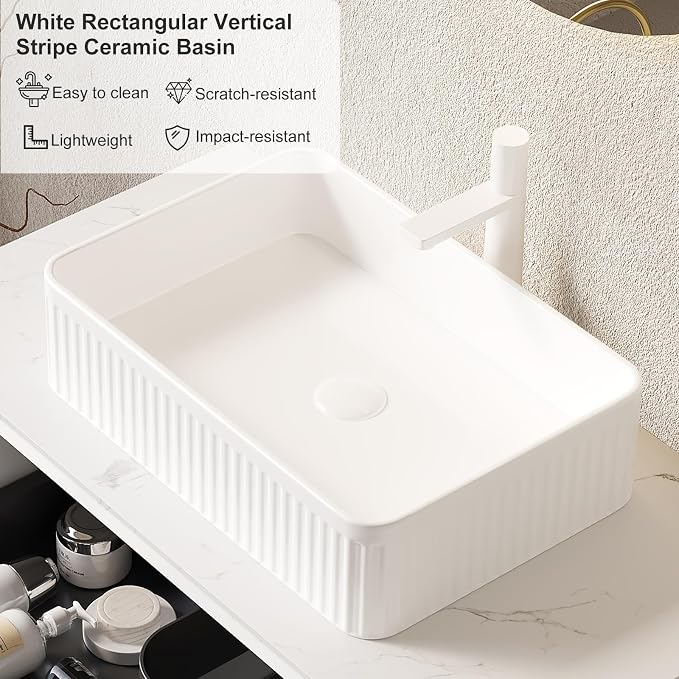 30'' Bathroom Vanity with Sink, Floating Vanities with Rectangular Ceramic - Image 4