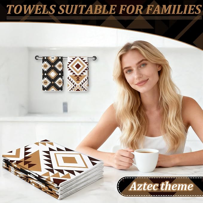 Set of 4 Western Aztec Kitchen Towels Vintage Themed Dish Towel Bathroom - Image 4