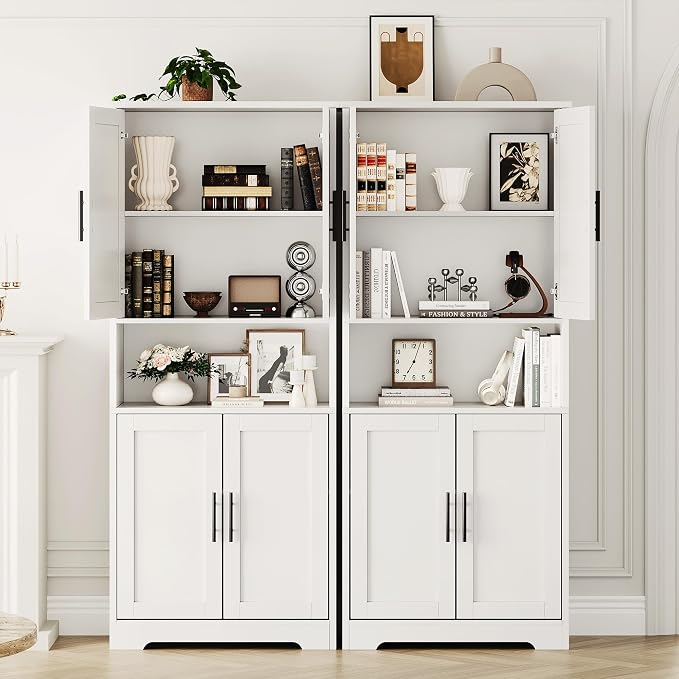 IDEALHOUSE White Pantry Cabinet, Freestanding Cupboard, Tall Storage Cabinet - Image 7